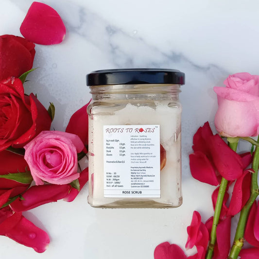 Rose oil and petal face scrub for hydrating exfoliation

